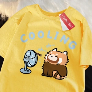 Y2k Vintage Tişört Tee Eğlenceli rakun üfleme bir Fan
