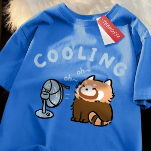 Y2k Vintage Tişört Tee Eğlenceli rakun üfleme bir Fan