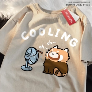 Y2k Vintage Tişört Tee Eğlenceli rakun üfleme bir Fan