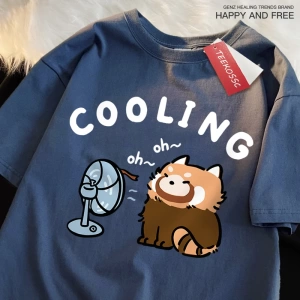 Y2k Vintage Tişört Tee Eğlenceli rakun üfleme bir Fan