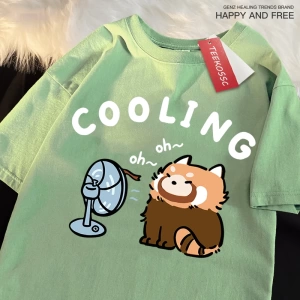 Y2k Vintage Tişört Tee Eğlenceli rakun üfleme bir Fan