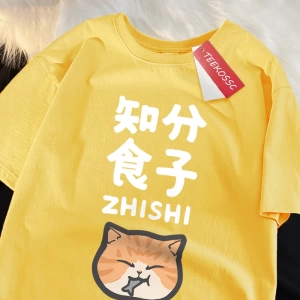 Y2k Vintage Tişört Tee Foodie kedi yemek balık