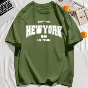 Y2k Vintage Tişört Tee Gerçek Gel New York 1968 Basit Sanat Mektup Baskı