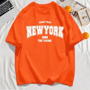 Y2k Vintage Tişört Tee Gerçek Gel New York 1968 Basit Sanat Mektup Baskı