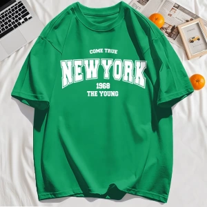 Y2k Vintage Tişört Tee Gerçek Gel New York 1968 Basit Sanat Mektup Baskı