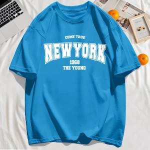Y2k Vintage Tişört Tee Gerçek Gel New York 1968 Basit Sanat Mektup Baskı
