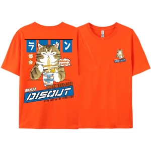 Y2k Vintage Tişört Tee Harajuku kedi karikatür yeme erişte