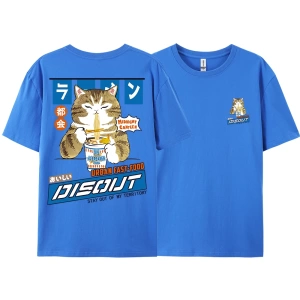 Y2k Vintage Tişört Tee Harajuku kedi karikatür yeme erişte
