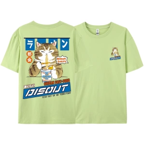 Y2k Vintage Tişört Tee Harajuku kedi karikatür yeme erişte