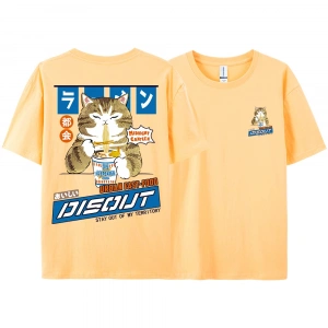 Y2k Vintage Tişört Tee Harajuku kedi karikatür yeme erişte
