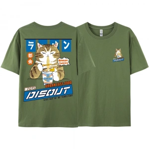 Y2k Vintage Tişört Tee Harajuku kedi karikatür yeme erişte