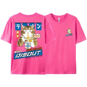 Y2k Vintage Tişört Tee Harajuku kedi karikatür yeme erişte