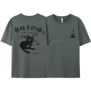 Y2k Vintage Tişört Tee Harajuku siyah kedi baskı