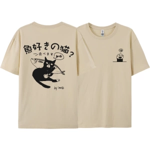 Y2k Vintage Tişört Tee Harajuku siyah kedi baskı