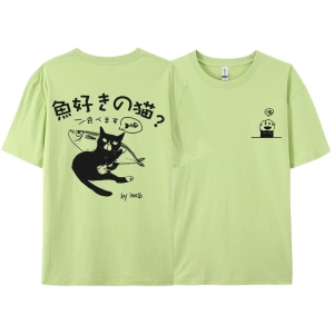 Y2k Vintage Tişört Tee Harajuku siyah kedi baskı