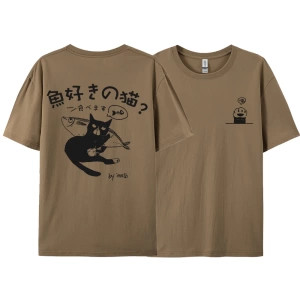 Y2k Vintage Tişört Tee Harajuku siyah kedi baskı