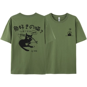 Y2k Vintage Tişört Tee Harajuku siyah kedi baskı
