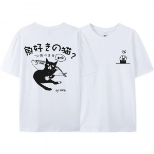 Y2k Vintage Tişört Tee Harajuku siyah kedi baskı