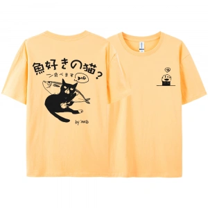 Y2k Vintage Tişört Tee Harajuku siyah kedi baskı