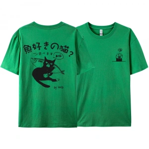 Y2k Vintage Tişört Tee Harajuku siyah kedi baskı