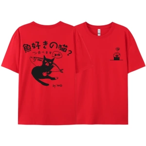Y2k Vintage Tişört Tee Harajuku siyah kedi baskı