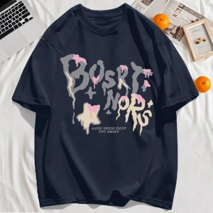 Y2k Vintage Tişört Tee Hash Mektup Bosrt Nqrs Baskı