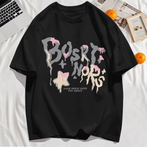 Y2k Vintage Tişört Tee Hash Mektup Bosrt Nqrs Baskı