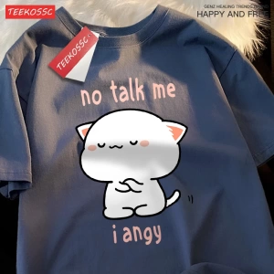 Y2k Vintage Tişört Tee Hayır konuşma bana ben Angy yüksek soğuk kedi