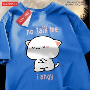 Y2k Vintage Tişört Tee Hayır konuşma bana ben Angy yüksek soğuk kedi