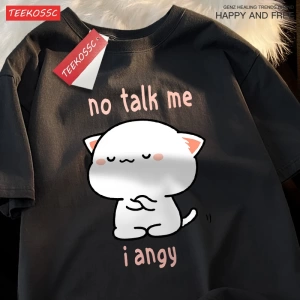 Y2k Vintage Tişört Tee Hayır konuşma bana ben Angy yüksek soğuk kedi