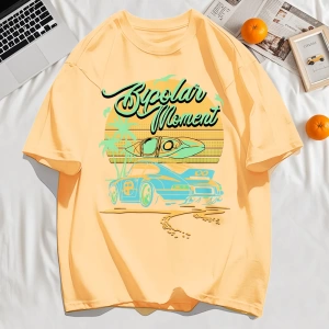 Y2k Vintage Tişört Tee Hindistan cevizi Ağacı Araba Yaratıcı Mektup Baskı