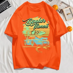 Y2k Vintage Tişört Tee Hindistan cevizi Ağacı Araba Yaratıcı Mektup Baskı