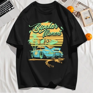 Y2k Vintage Tişört Tee Hindistan cevizi Ağacı Araba Yaratıcı Mektup Baskı