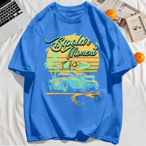 Y2k Vintage Tişört Tee Hindistan cevizi Ağacı Araba Yaratıcı Mektup Baskı