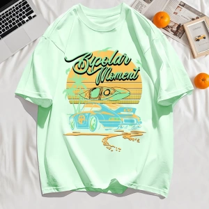 Y2k Vintage Tişört Tee Hindistan cevizi Ağacı Araba Yaratıcı Mektup Baskı