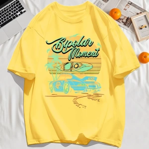 Y2k Vintage Tişört Tee Hindistan cevizi Ağacı Araba Yaratıcı Mektup Baskı