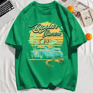 Y2k Vintage Tişört Tee Hindistan cevizi Ağacı Araba Yaratıcı Mektup Baskı