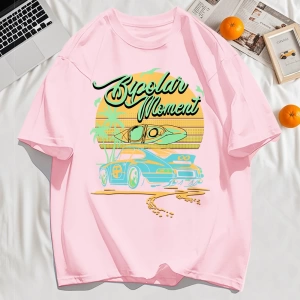 Y2k Vintage Tişört Tee Hindistan cevizi Ağacı Araba Yaratıcı Mektup Baskı