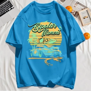 Y2k Vintage Tişört Tee Hindistan cevizi Ağacı Araba Yaratıcı Mektup Baskı