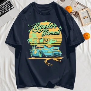 Y2k Vintage Tişört Tee Hindistan cevizi Ağacı Araba Yaratıcı Mektup Baskı
