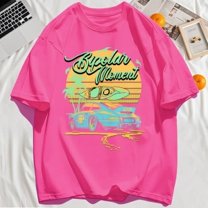 Y2k Vintage Tişört Tee Hindistan cevizi Ağacı Araba Yaratıcı Mektup Baskı