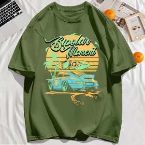 Y2k Vintage Tişört Tee Hindistan cevizi Ağacı Araba Yaratıcı Mektup Baskı