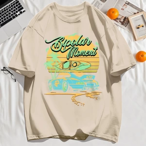 Y2k Vintage Tişört Tee Hindistan cevizi Ağacı Araba Yaratıcı Mektup Baskı