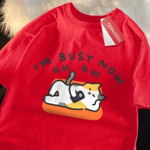 Y2k Vintage Tişört Tee Im büstü şimdi yalan düz kedi baskı