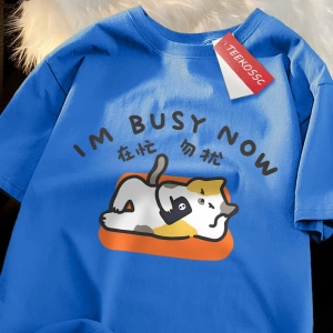 Y2k Vintage Tişört Tee Im büstü şimdi yalan düz kedi baskı