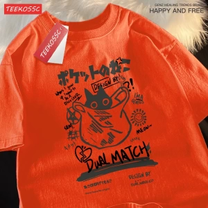 Y2k Vintage Tişört Tee Japon eğlenceli ve sevimli Harajuku kedi