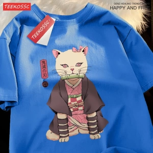 Y2k Vintage Tişört Tee Japon Harajuku Anime kedi