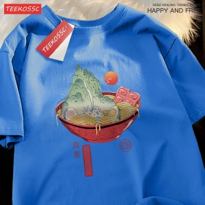 Y2k Vintage Tişört Tee Japon Harajuku doğal suşi erişte
