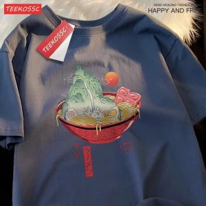 Y2k Vintage Tişört Tee Japon Harajuku doğal suşi erişte