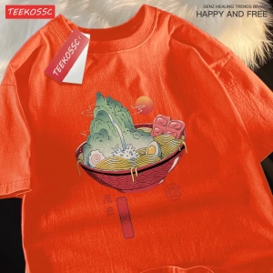 Y2k Vintage Tişört Tee Japon Harajuku doğal suşi erişte